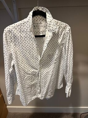 Frank & Eileen White Button-Down Shirt with Navy Star Print